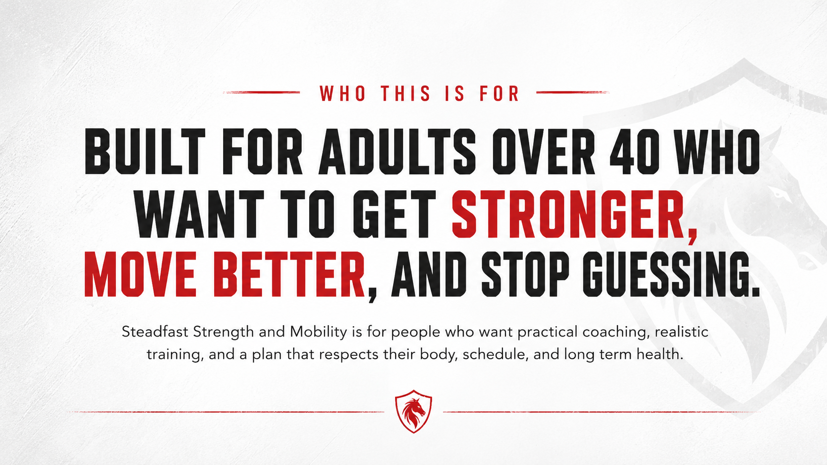 Built for adults over 40 who want to get stronger, move better, and stop guessing.