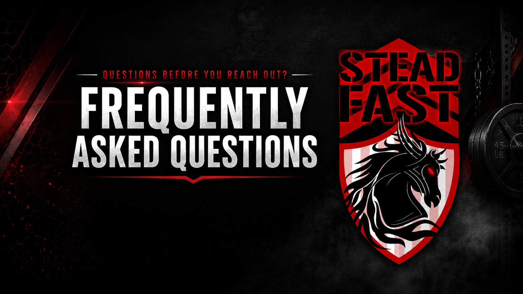 Frequently asked questions banner for Steadfast Strength and Mobility.
